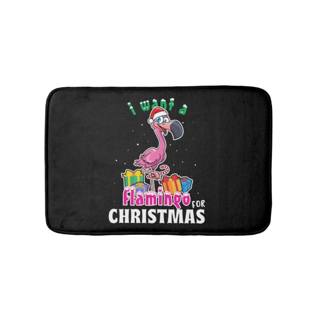 I want a Flamingo for christmas pink Flamenco Bath Mat (Front)