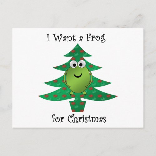 I want a frog for christmas holiday postcard