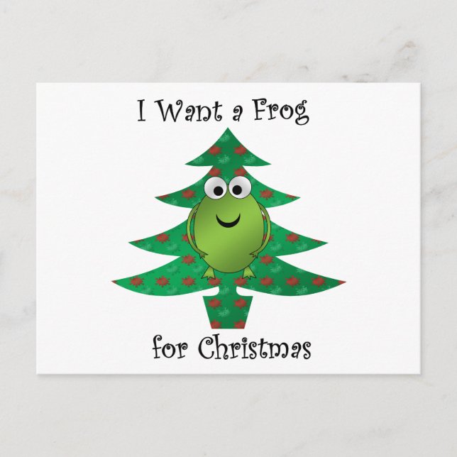I want a frog for christmas holiday postcard (Front)