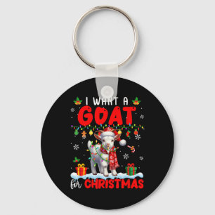 I Want A Goat For Christmas Santa Goat Farmer Ranc Keychain
