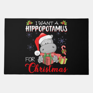 i want a hippopotamus christmas, xmas hippo doormat