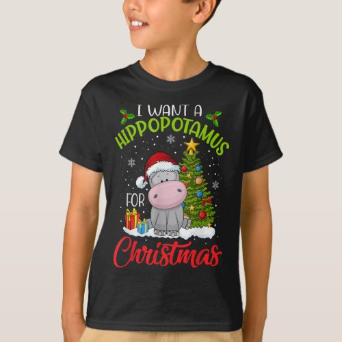 i want a hippopotamus  christmas xmas hippo  kid T_Shirt