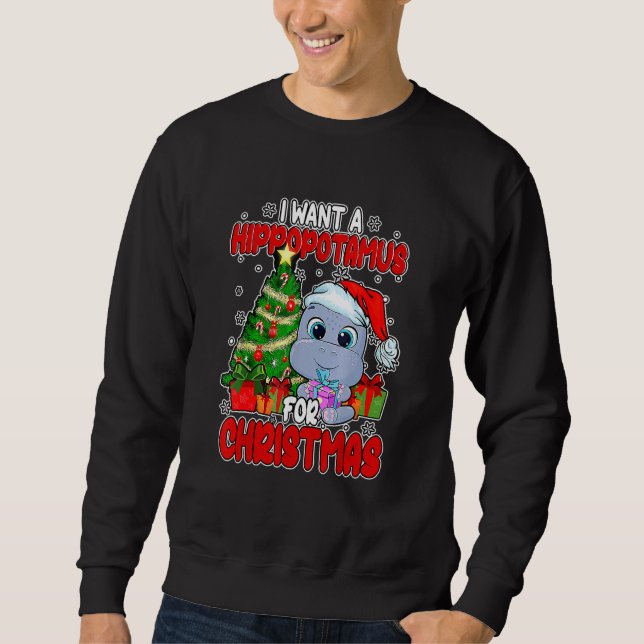 I Want A Hippopotamus For Christmas  Boys Girls Xm Sweatshirt (Front)
