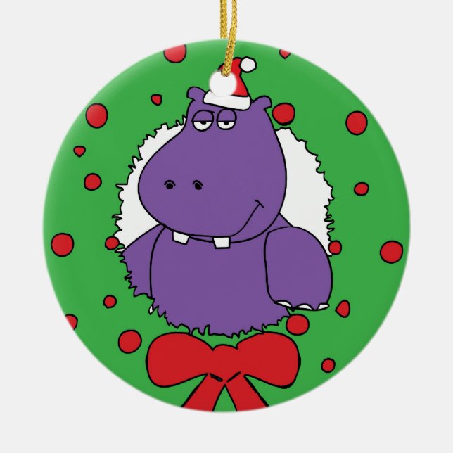 I want a Hippopotamus for Christmas Ceramic Ornament (Front)