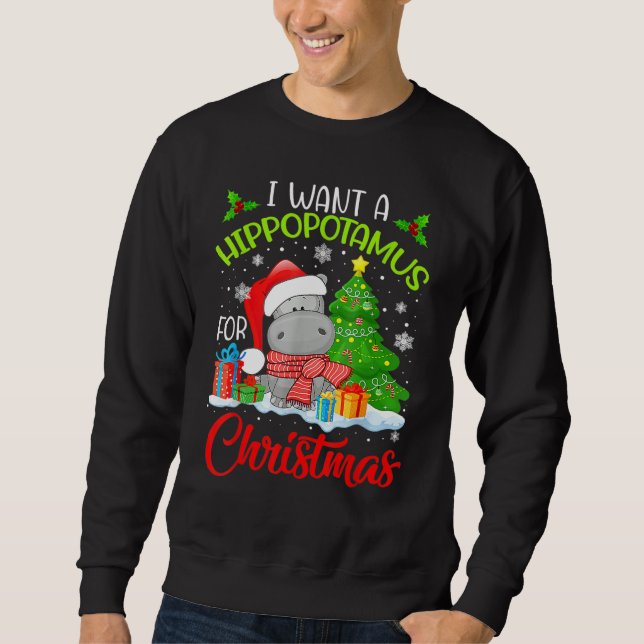 I Want A Hippopotamus For Christmas Cute Xmas Cost Sweatshirt (Front)