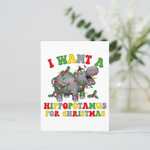 I Want A Hippopotamus For Christmas Funny Retro Postcard