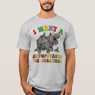 I Want A Hippopotamus For Christmas Funny Retro T-Shirt