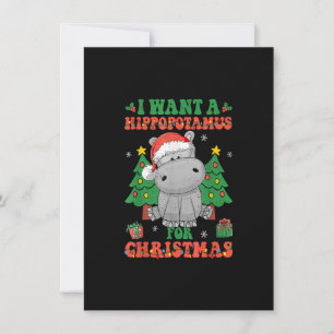 I Want A Hippopotamus For Christmas Lights Santa H Invitation