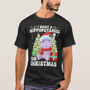 I Want A Hippopotamus For Christmas Lights Santa H T-Shirt