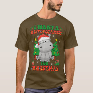 I Want A Hippopotamus For Christmas Lights Santa H T-Shirt