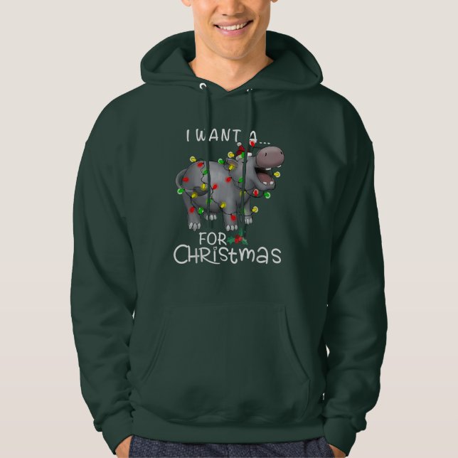 I Want A Hippopotamus For Christmas Pajamas Hoodie (Front)