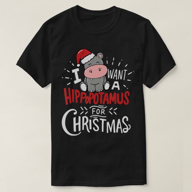 I Want A Hippopotamus For Christmas Pajamas Men Wo T-Shirt (Design Front)