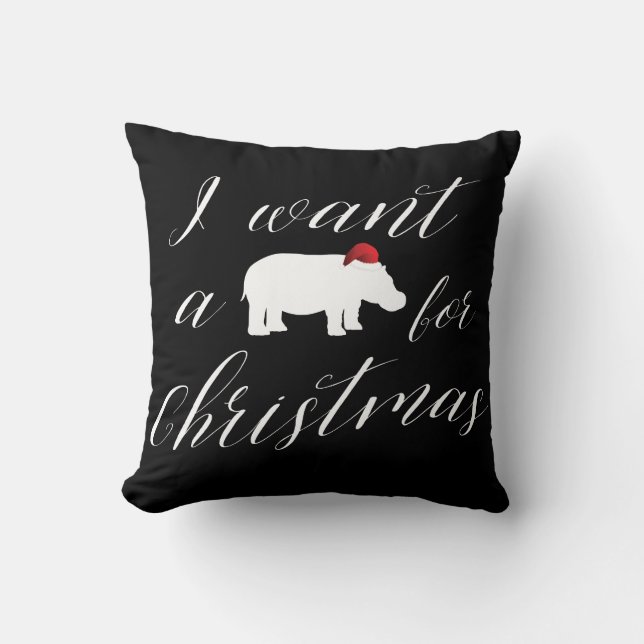 I want a hippopotamus for Christmas Pretty Holiday Throw Pillow (Front)