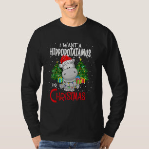 I Want A Hippopotamus For Christmas Santa Hat Fun  T-Shirt