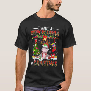 I Want A Hippopotamus For Christmas Santa Reindeer T-Shirt