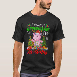 I Want A Hippopotamus For Christmas Santa Reindeer T-Shirt