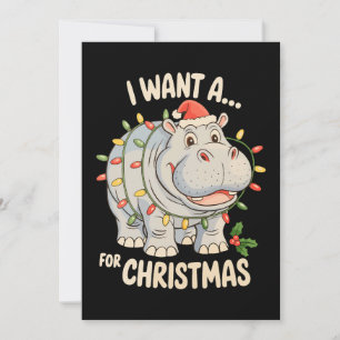 I Want A Hippopotamus For Christmas Xmas Hippo Holiday Card