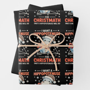 I Want A Hippopotenuse For Christmath Math Xmas Wrapping Paper Sheets