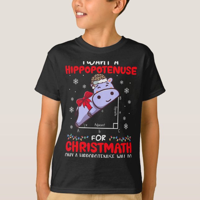 I Want A Hiptenuse For Christmath Math Teacher Chr T-Shirt (Front)