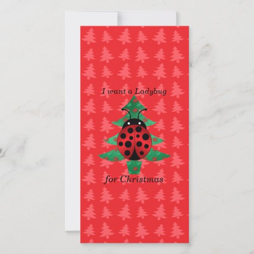 I want a ladybug for christmas red christmas trees holiday card