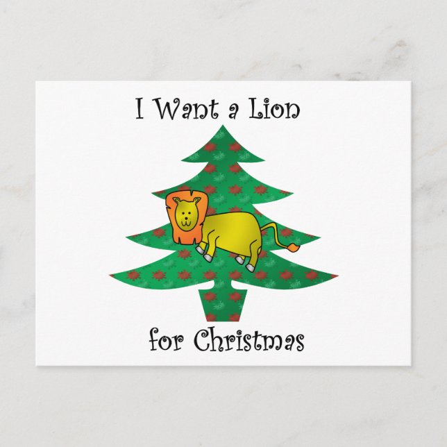 I want a lion for christmas holiday postcard (Front)
