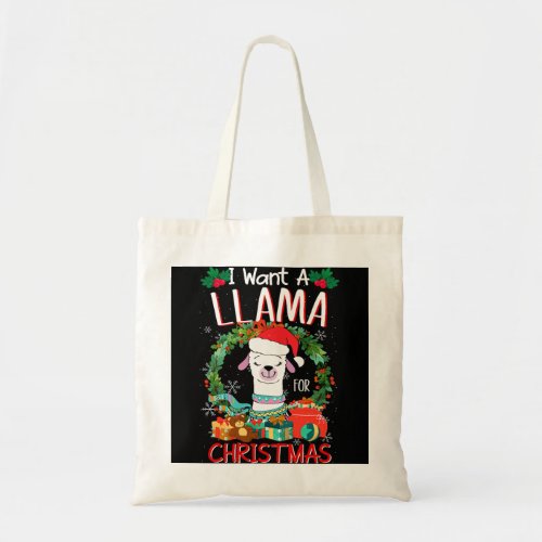 I Want a Llama for Christmas 2021 Llama Lover Pyja Tote Bag