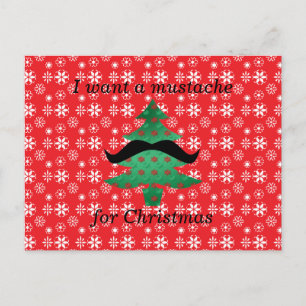 I want a mustache for christmas holiday postcard