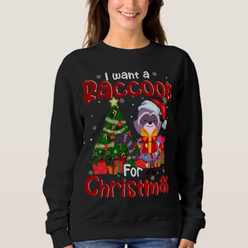 I Want A Raccoon For Christmas Santa Raccoon Lover Sweatshirt
