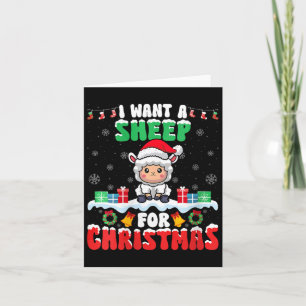 I Want A Sheep For Christmas - Sheep Lover Santa X Card