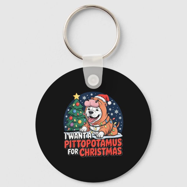 I Want A Ttotamus For Christmas  Keychain (Front)
