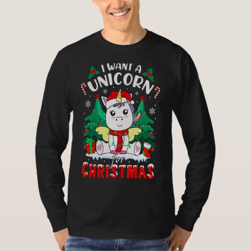 I Want A Unicorn For Christmas Xmas Saying T_Shirt