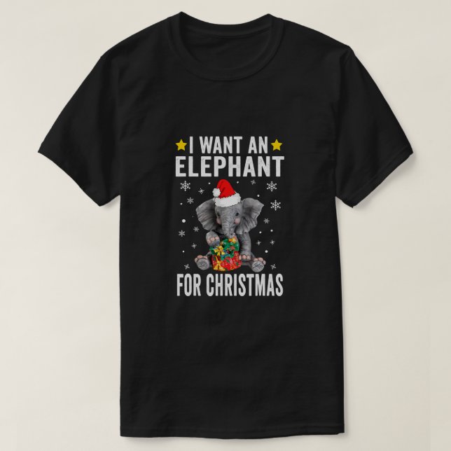 I Want An Elephant For Christmas Elephant Pajamas  T-Shirt (Design Front)