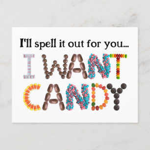 I want Candy Funny Halloween Postcard