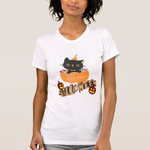 I want candy Halloween special Trick or treat T_Shirt