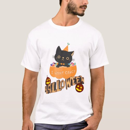 I want candy Halloween special Trick or treat T_Shirt