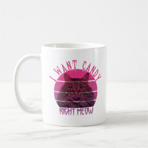 I want candy right meow. funny halloween cat lover coffee mug