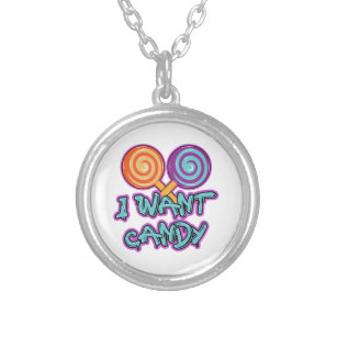 I Want Candy Silver Plated Necklace