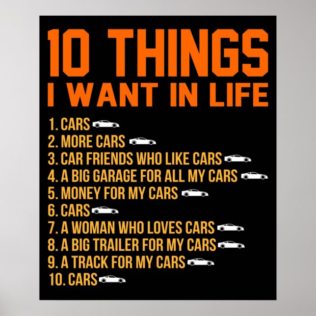 I Want Cars In Life Mechanic Auto Mechanics Work Poster (Front)