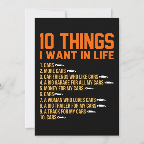 I Want Cars In Life Mechanic Auto Mechanics Work Thank You Card