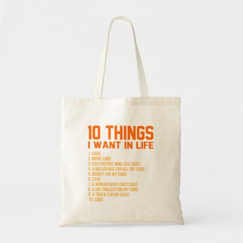 I Want Cars In Life Mechanic Auto Mechanics Work Tote Bag