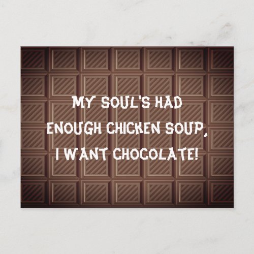 I want chocolate joke postcard