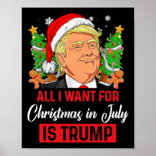 I Want For Christmas In July Is Trump Funny Santa Poster