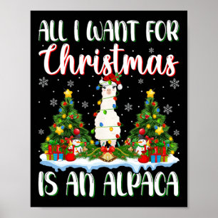 I Want For Christmas Is A Alpaca Xmas Tree Lights  Poster