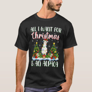 I Want For Christmas Is A Alpaca Xmas Tree Lights T-Shirt