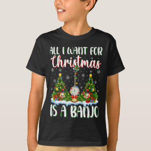 I Want For Christmas Is A Banjo Xmas Tree Lights T-Shirt