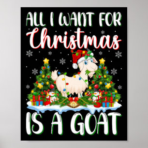 I Want For Christmas Is A Goat Xmas Tree Lights Poster