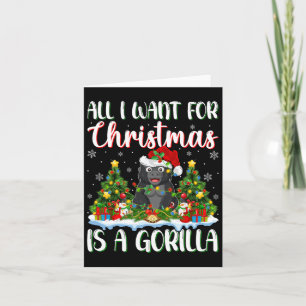 I Want For Christmas Is A Gorilla Xmas Tree Lights Card