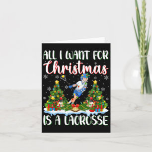 I Want For Christmas Is A Lacrosse Xmas Tree Light Card