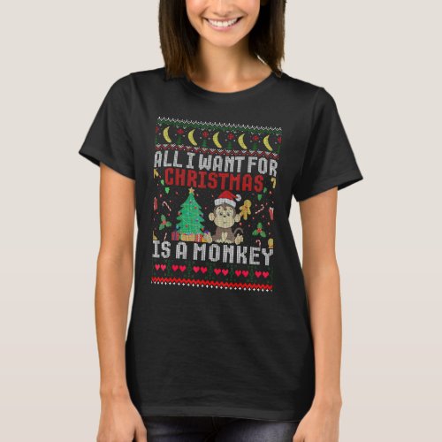 I Want For Christmas Is A Monkey Boy Girl Ugly T_Shirt