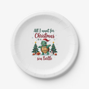 I Want For Christmas Is A Sea Turtle Xmas Tree Lig Paper Plates